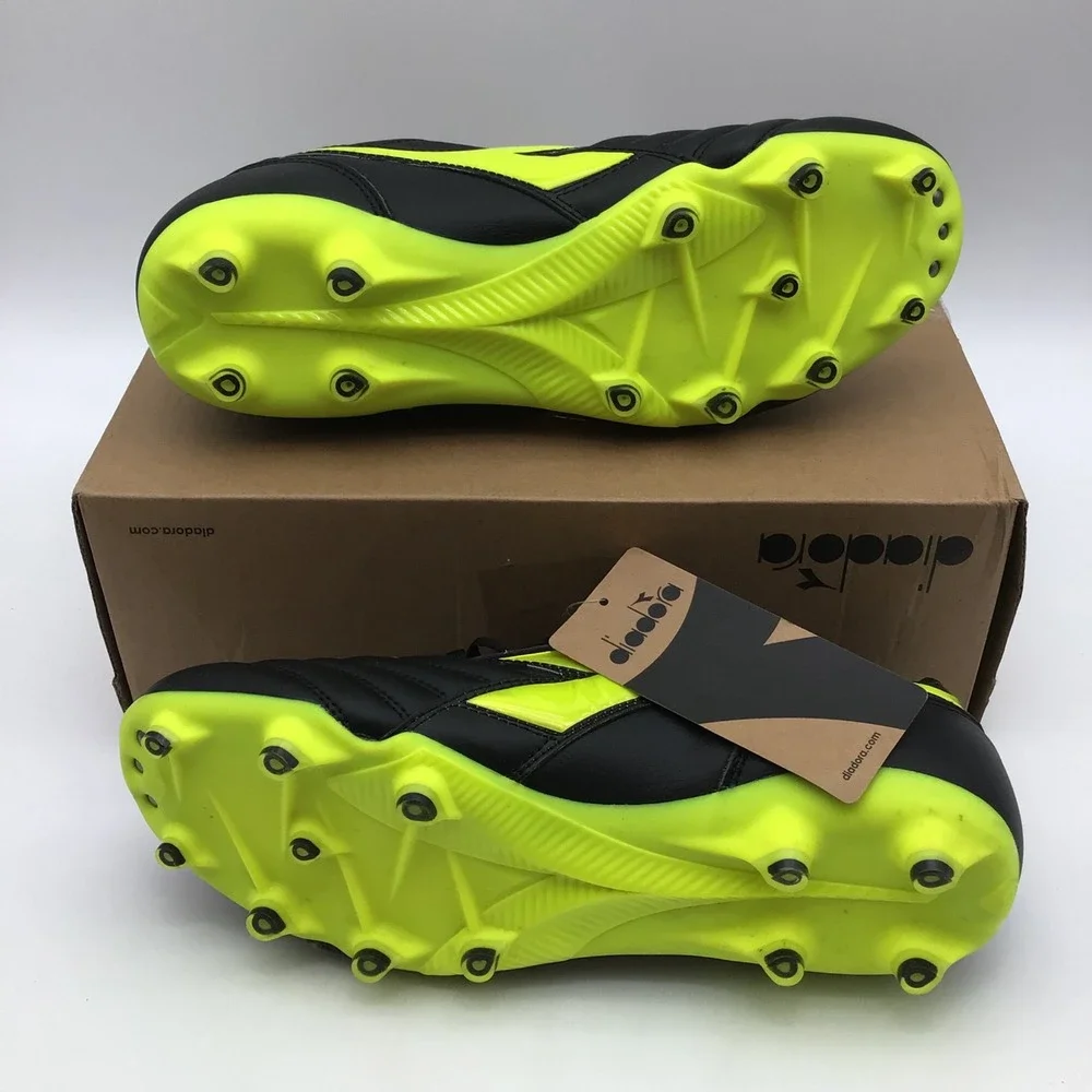 Diadora Brasil Icon LT+ LP12 Mens Soccer Cleats Black Neon Yellow Size 10 NEW